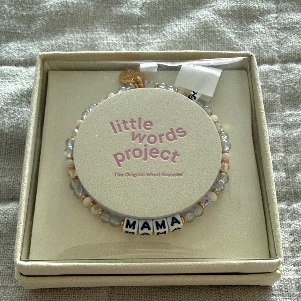 Little Words Project "MAMA" Beaded Word Bracelet - Clear & Gold